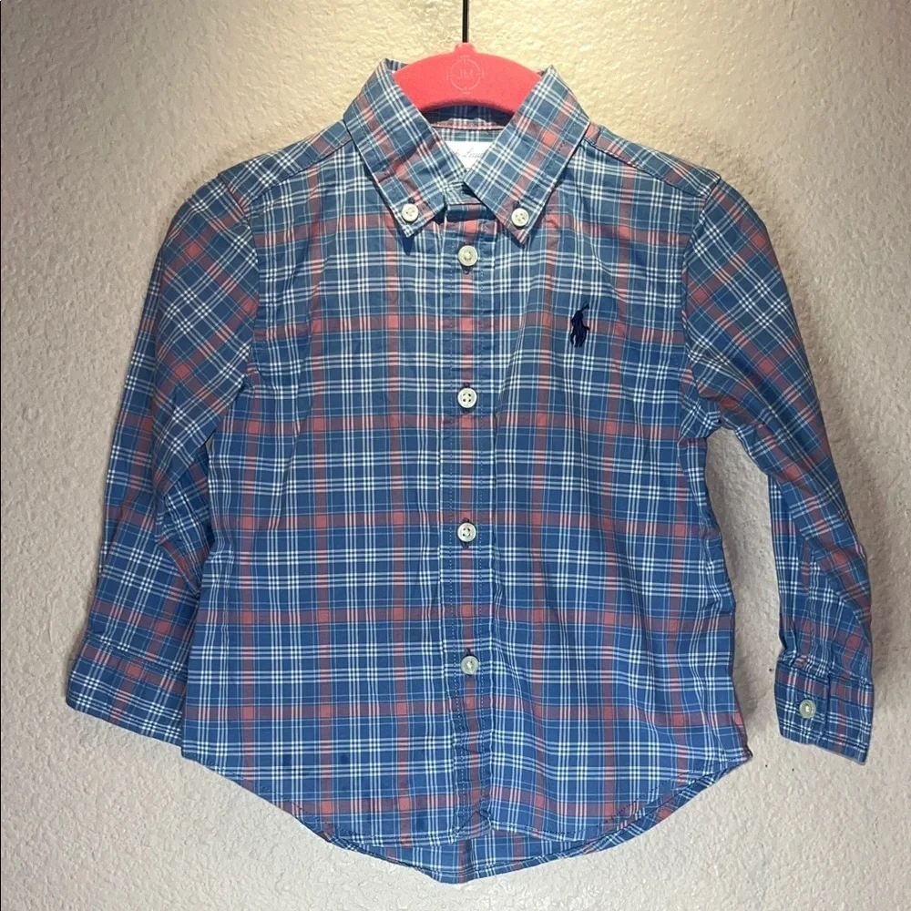 Ralph Lauren Baby Boy’s Preppy Plaid Cotton Button Down Shirt Size 18 Months